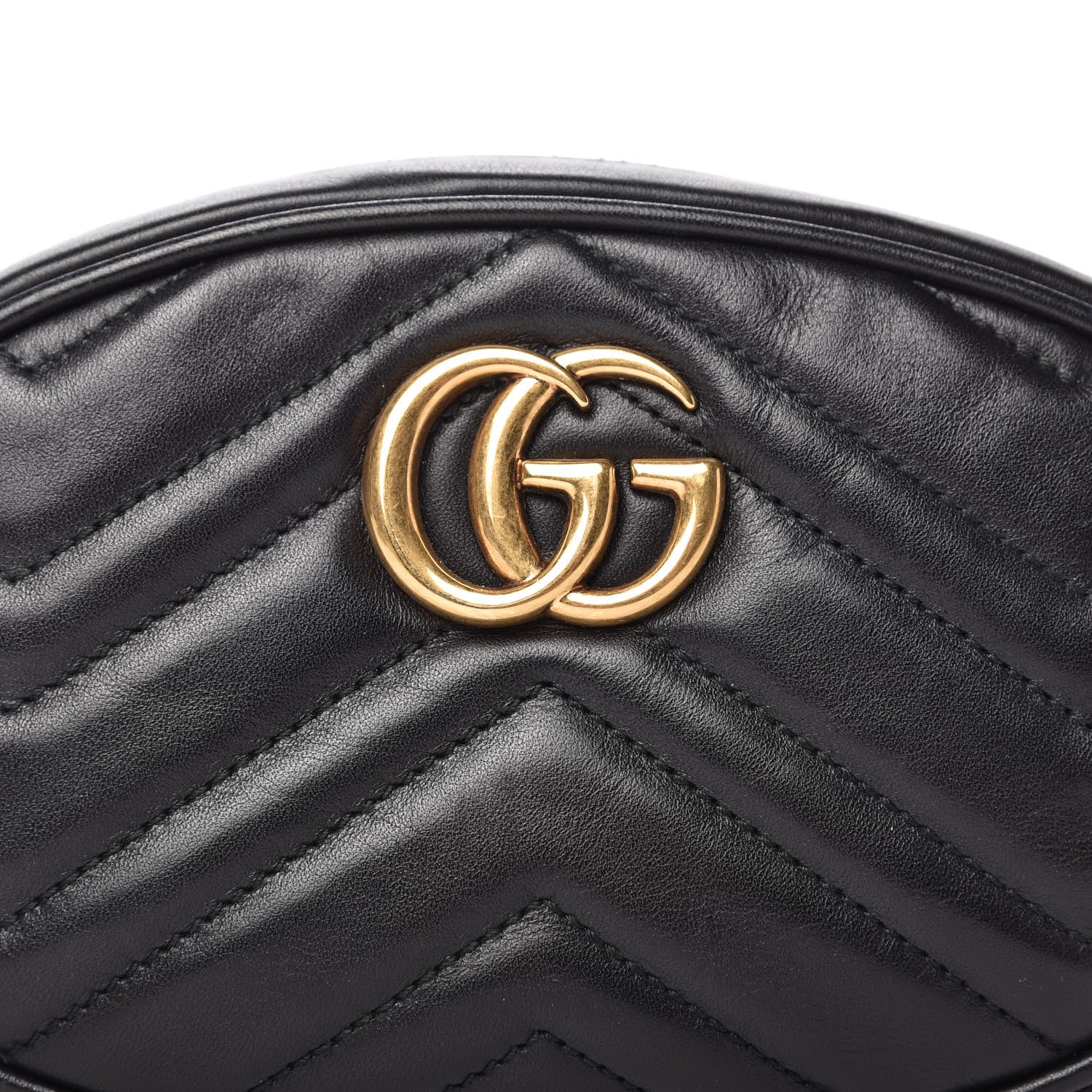 Gucci Calfskin Matelasse GG Marmont Belt Bag 85 34 Black 11 of 11
