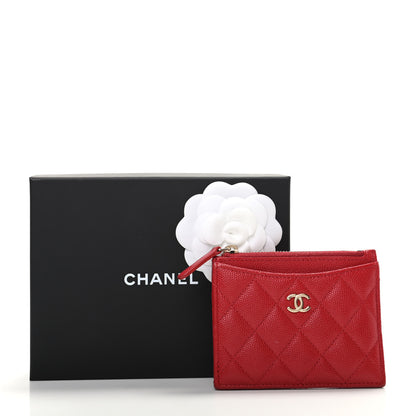 Chanel Caviar Quilted CC Zip Card Holder Red 8 of 8