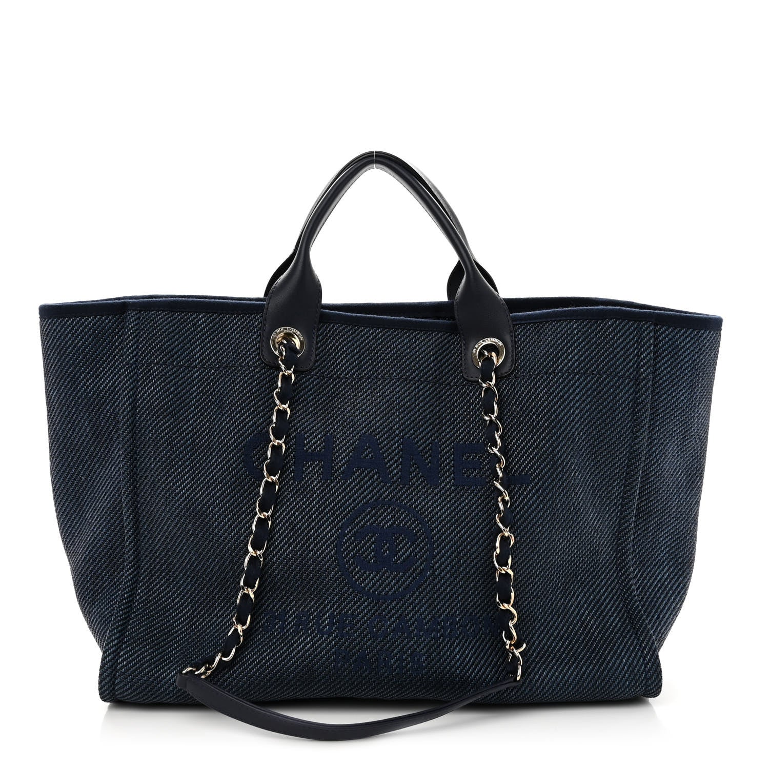 Chanel Denim Medium Deauville Tote Dark Blue 1 of 9