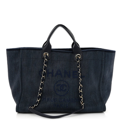 Chanel Denim Medium Deauville Tote Dark Blue 1 of 9