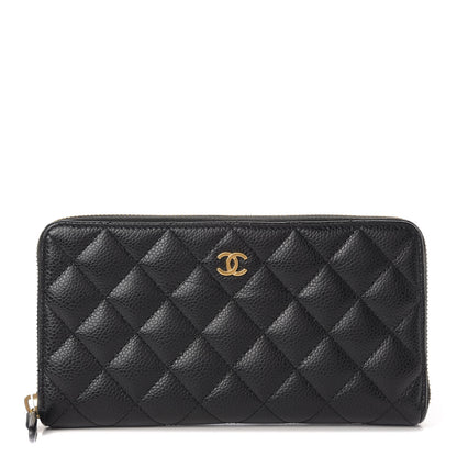Chanel Caviar Quilted Large Gusset Zip Around Wallet Black 1 of 12