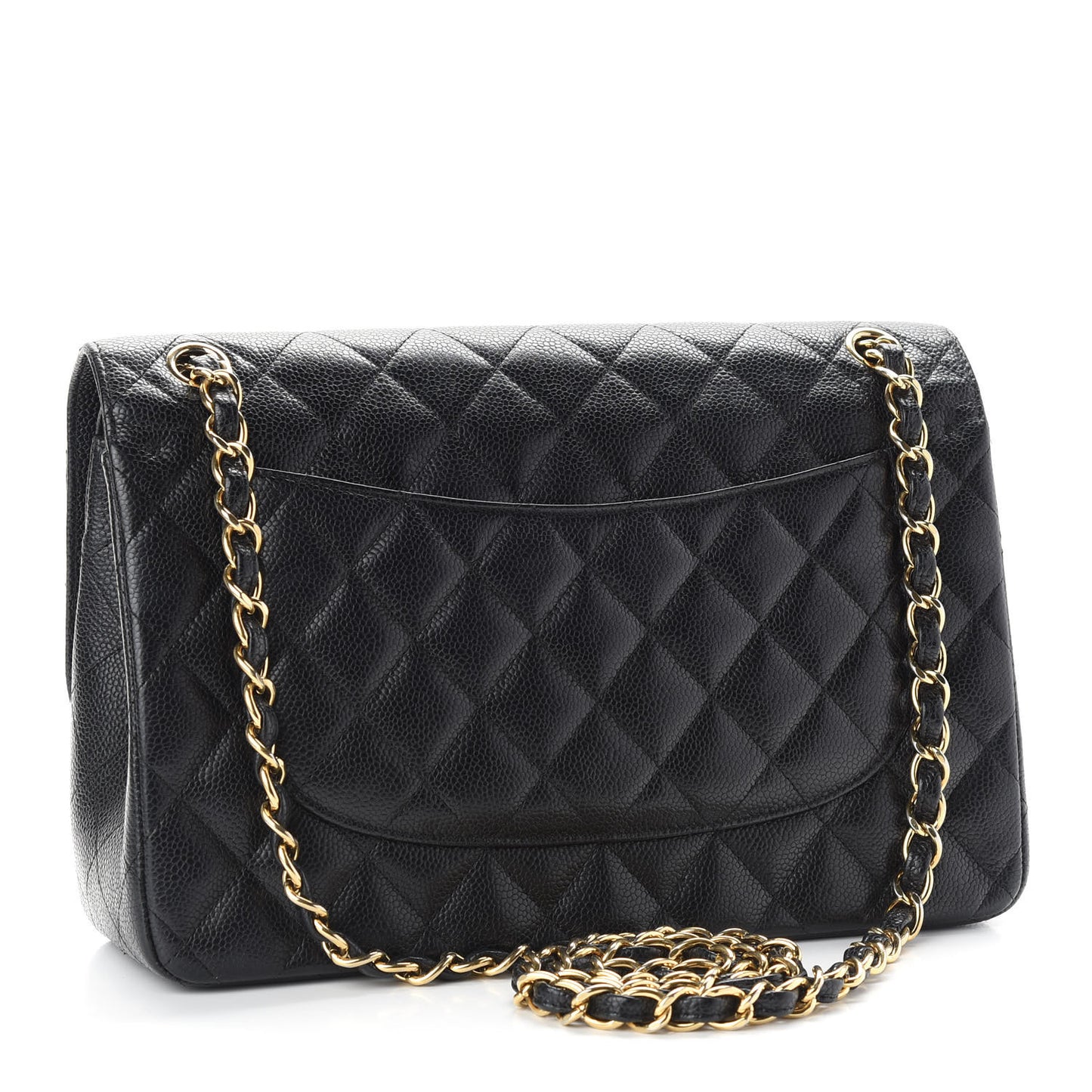 Caviar Quilted Jumbo Double Flap Black