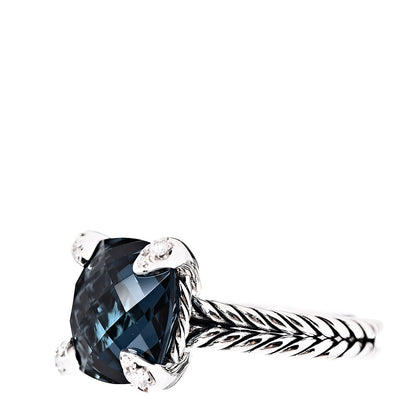 David Yurman Sterling Silver Diamond Hampton Blue Topaz 11mm Chatelaine Ring 52 6 3 of 5
