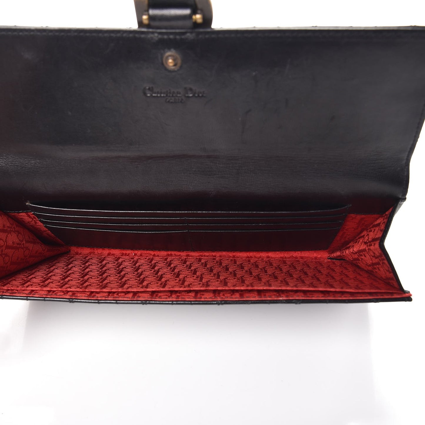 Lambskin Cannage D Clutch Wristlet Black
