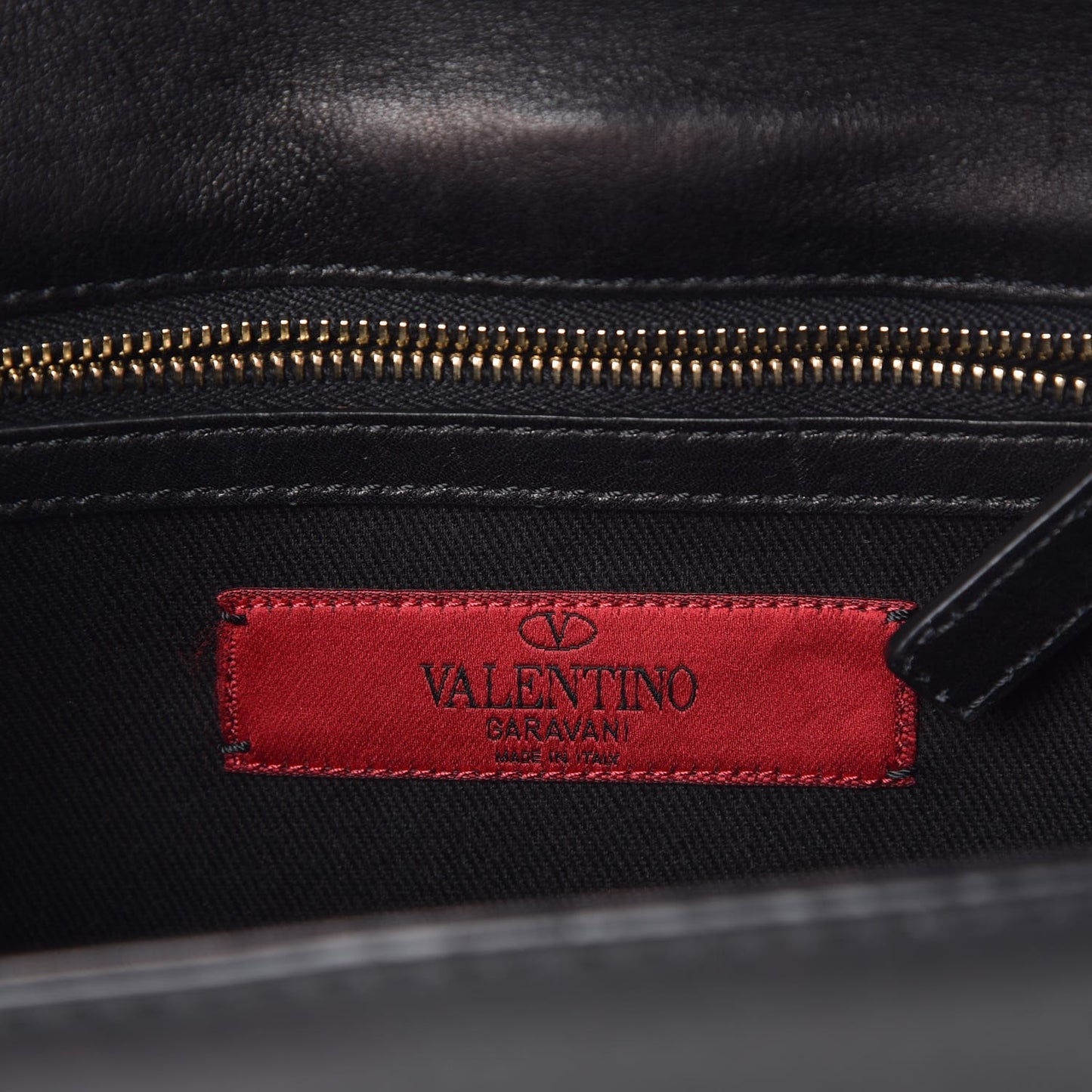 Vitello Small Glam Lock Rockstud Flap Black