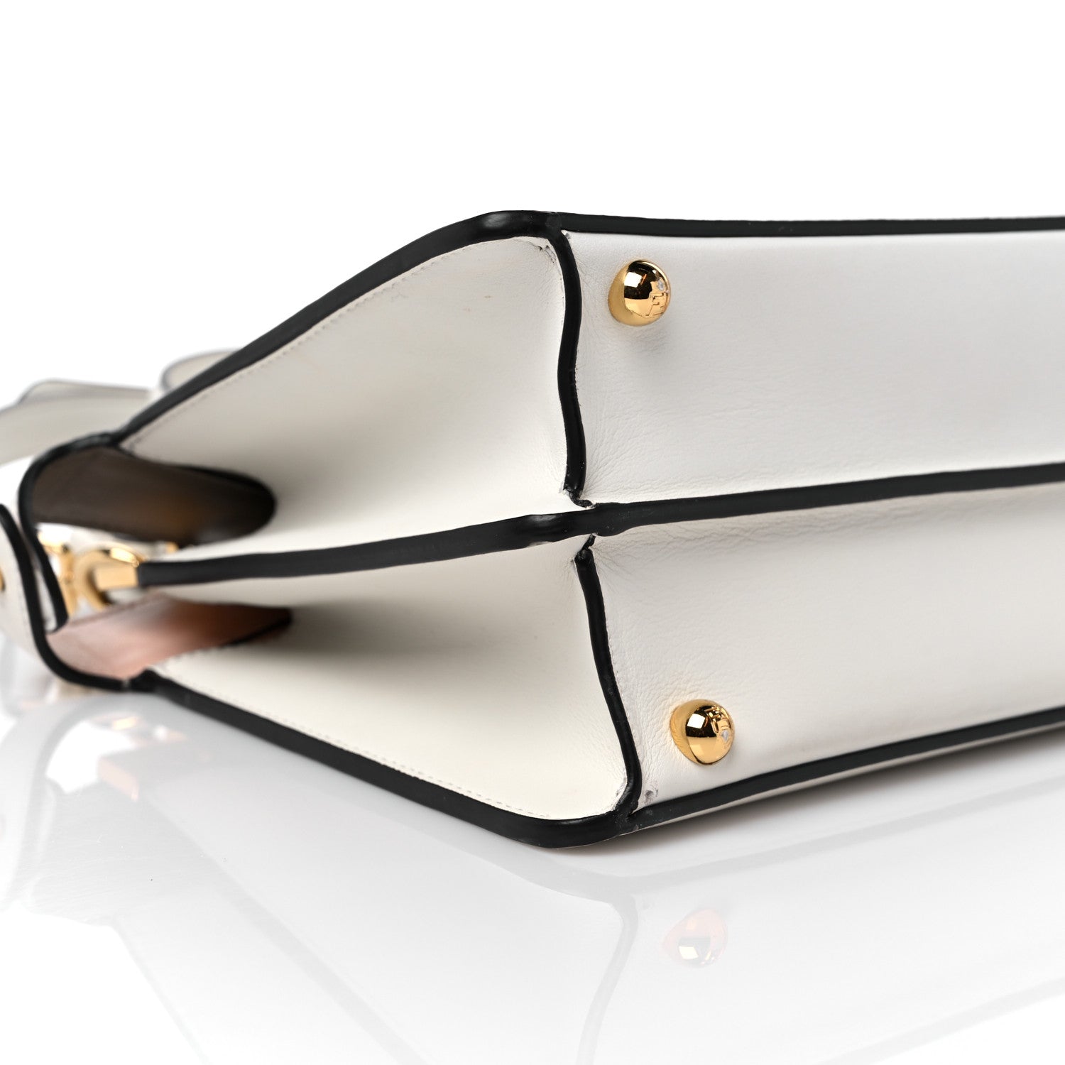 Fendi Vitello Seta Nappa Bi-Color Small Peekaboo I SEE U Satchel White Ice Light Rose Tortora 7 of 14