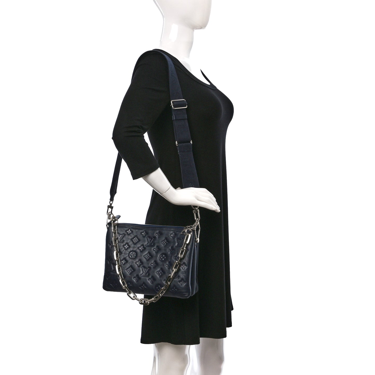 Lambskin Embossed Monogram Coussin PM Navy