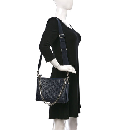 Louis Vuitton Lambskin Embossed Monogram Coussin PM Navy 2 of 11