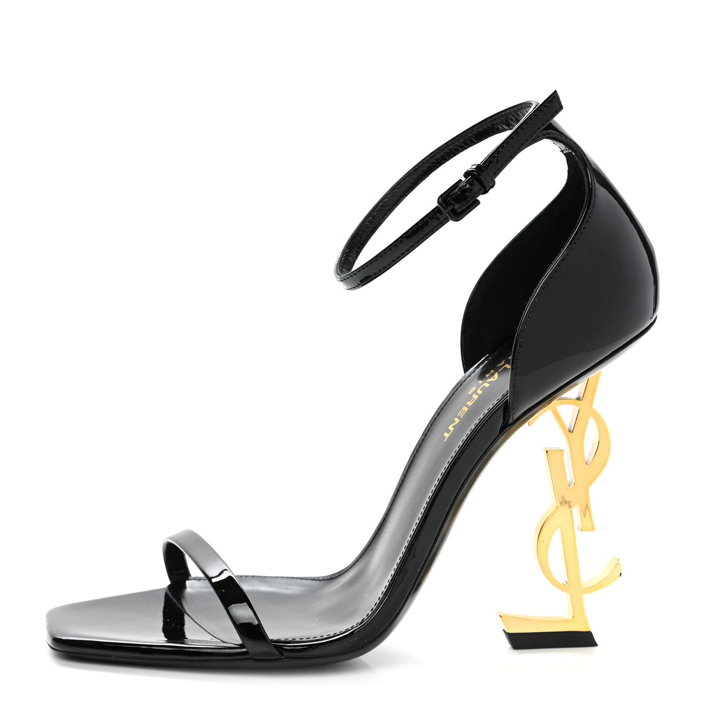 Patent Calfskin Opyum 110 Sandals 37.5 Black Gold
