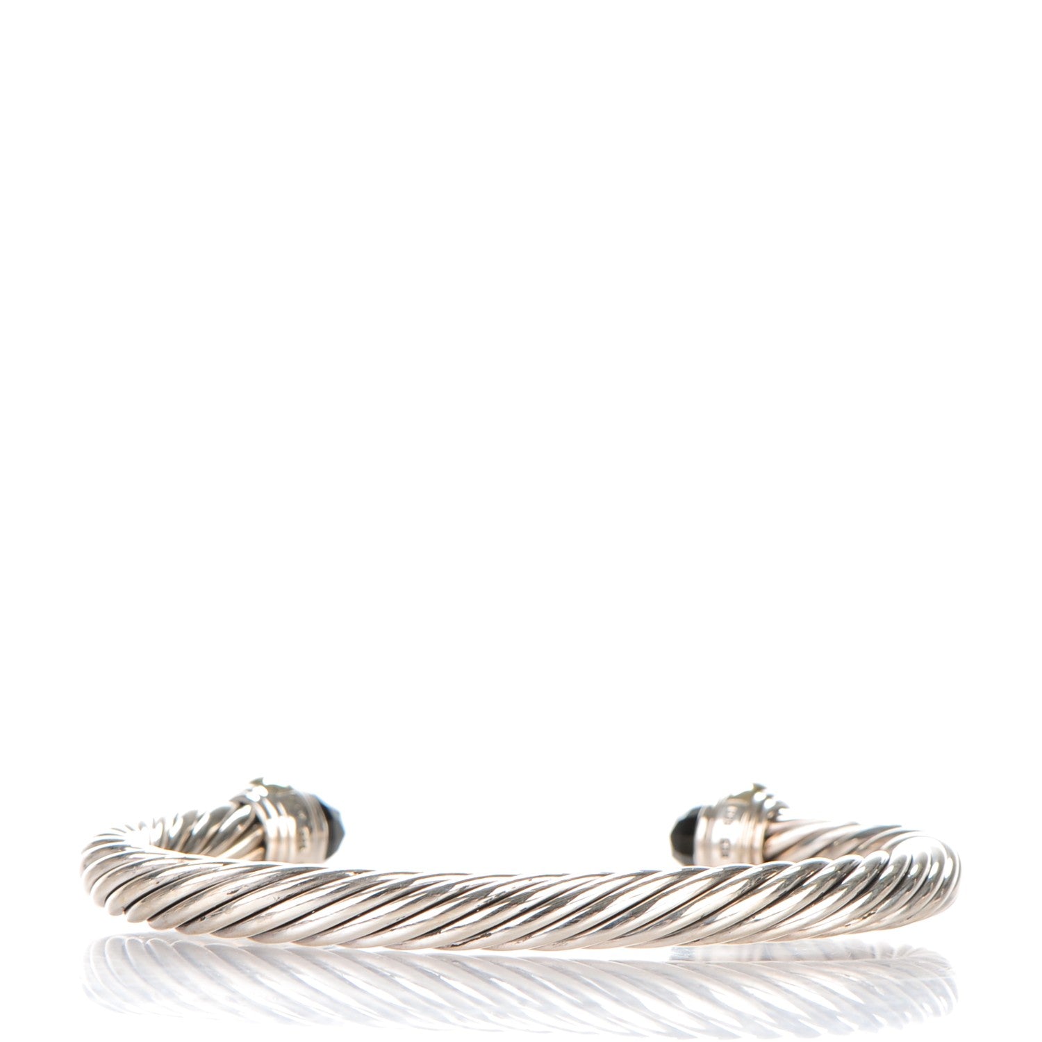 David Yurman Sterling Silver 14K Yellow Gold Black Onyx 7mm Cable Classics Bracelet 3 of 5