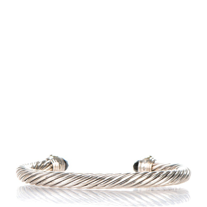 David Yurman Sterling Silver 14K Yellow Gold Black Onyx 7mm Cable Classics Bracelet 3 of 5