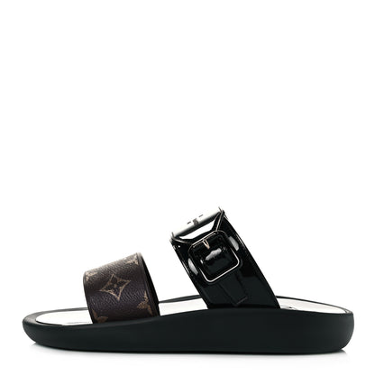 Louis Vuitton Monogram Sunbath Flat Mule Sandals 37 Black 1 of 9