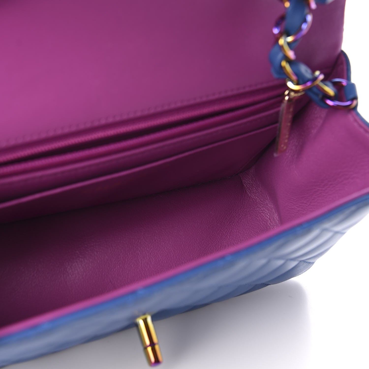 Chanel Lambskin Quilted Mini Rectangular Flap Blue Purple 5 of 10