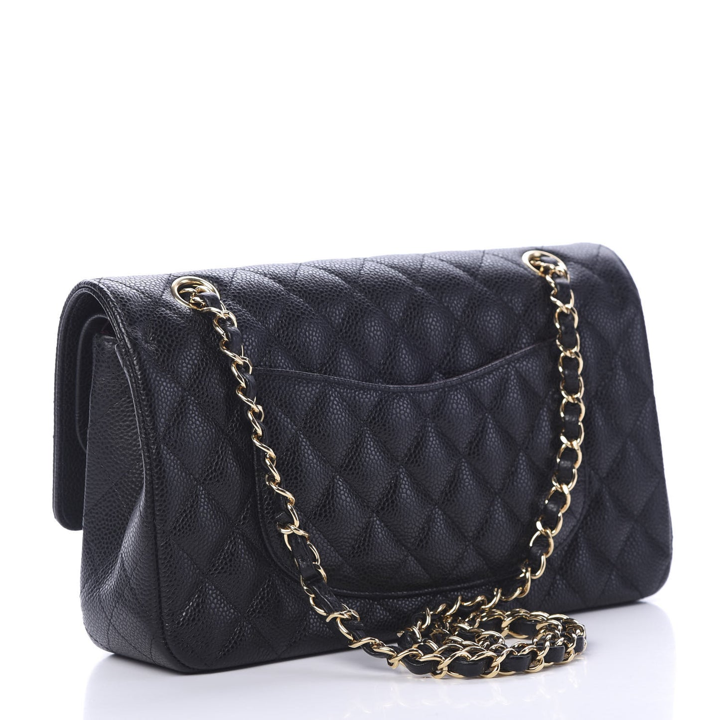 Caviar Quilted Medium Double Flap Black