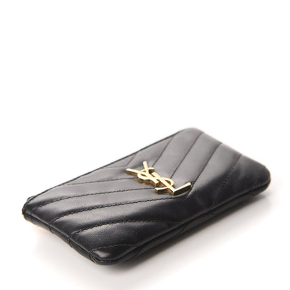 Saint Laurent Calfskin Matelasse Monogram Key Pouch Black 4 of 8