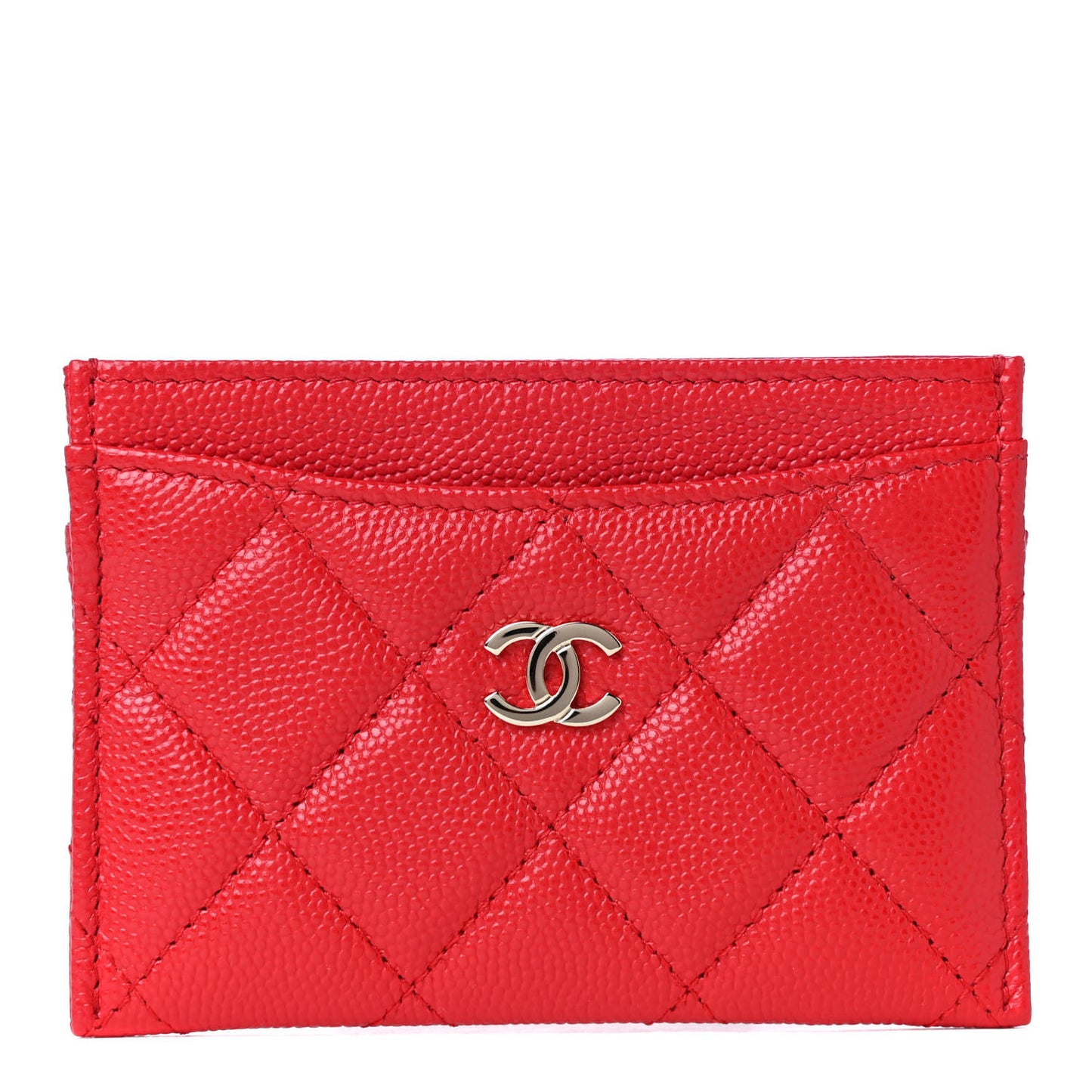 Caviar Quilted Card Holder Red