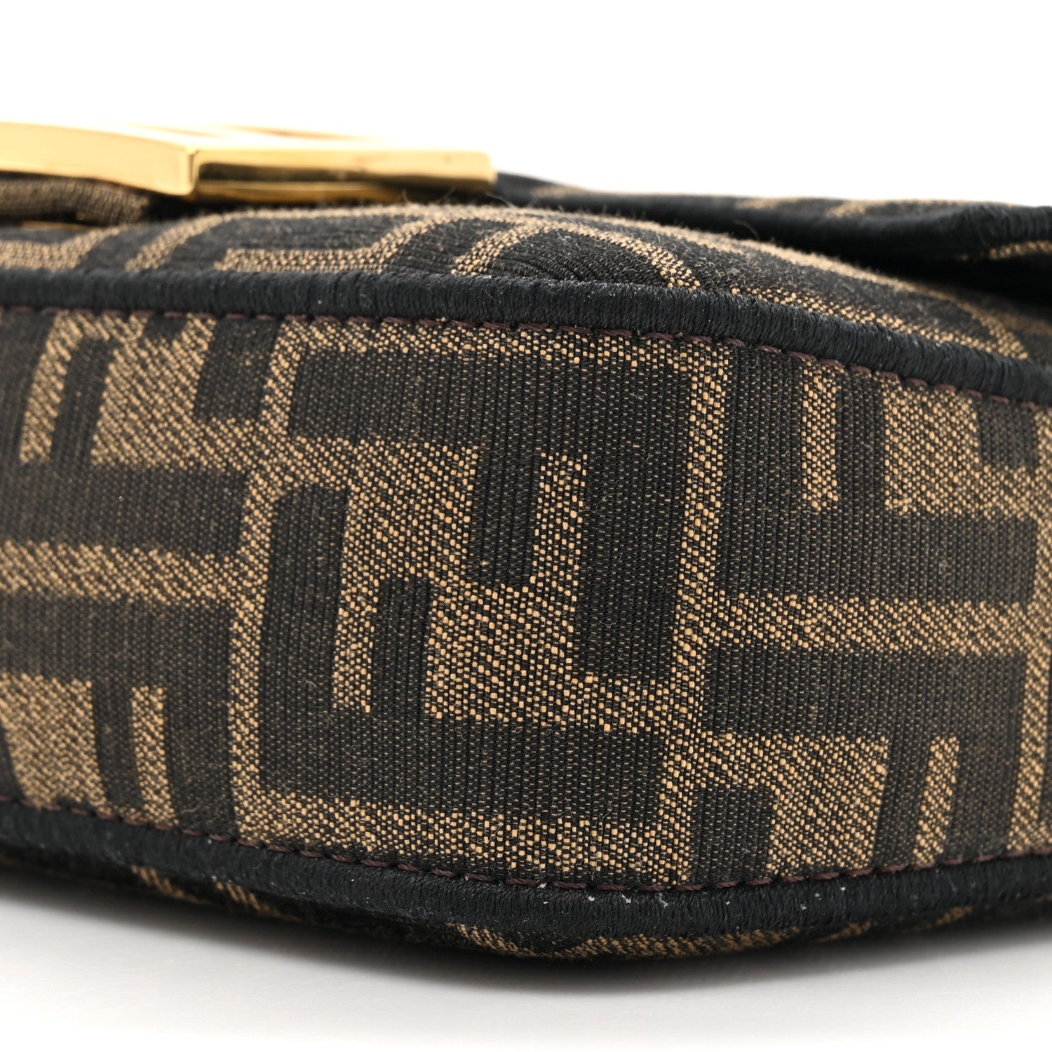 Fendi Fabric Jacquard FF 1974 Mini Baguette Tobacco Moro Black 8 of 10