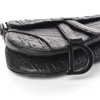 Christian Dior Calfskin Embossed Oblique Mini Saddle Bag Black 8 of 10