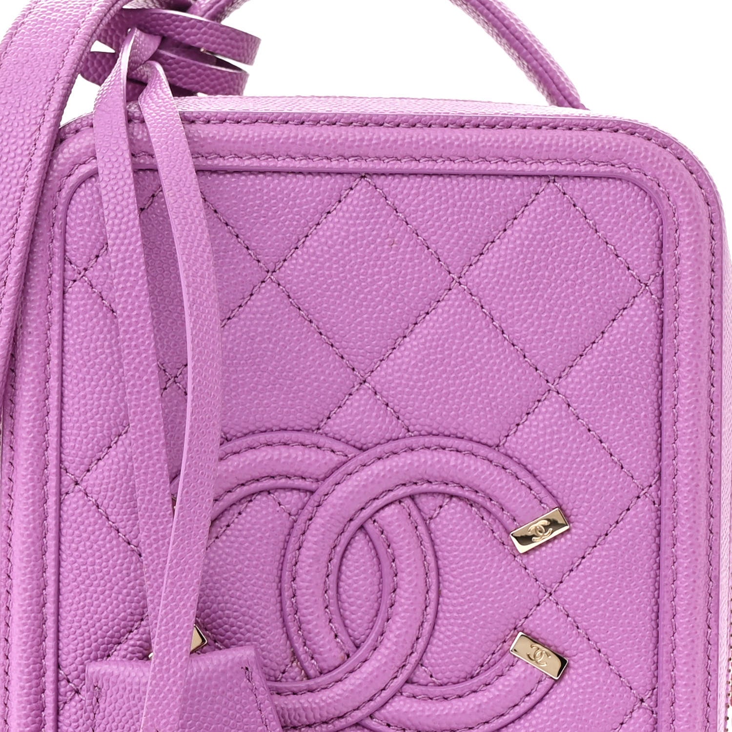 Chanel Caviar Quilted CC North South Filigree Vanity Case Purple 8 of 14