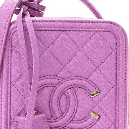 Chanel Caviar Quilted CC North South Filigree Vanity Case Purple 8 of 14