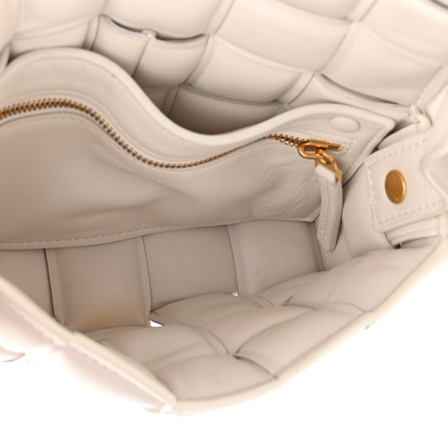 Nappa Maxi Intreccio Small Padded Cassette Crossbody Bag White