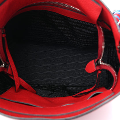 Prada Vitello Phenix Logo Hobo Rosso 5 of 10