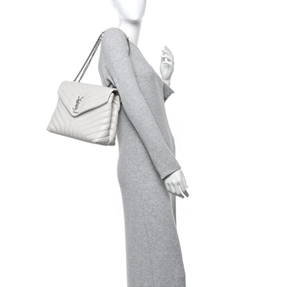 Saint Laurent Calfskin Y Quilted Monogram Medium Loulou Chain Satchel Crema Soft 2 of 11