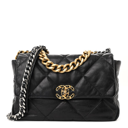 Chanel Goatskin Quilted Large Chanel 19 Flap Black 1 of 12