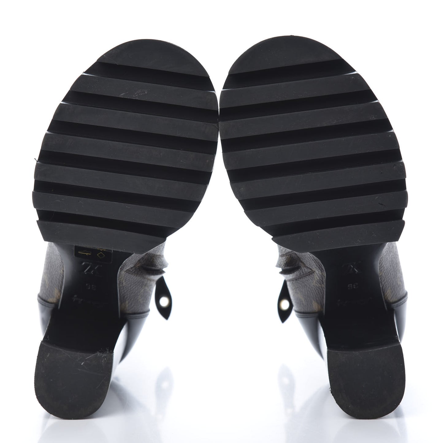 Patent Calfskin Monogram Star Trail Ankle Boots 36 Black