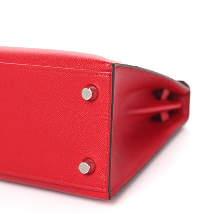Hermes Madame Calfskin Verso Kelly Sellier 25 Rouge Piment Rose Shocking 9 of 10