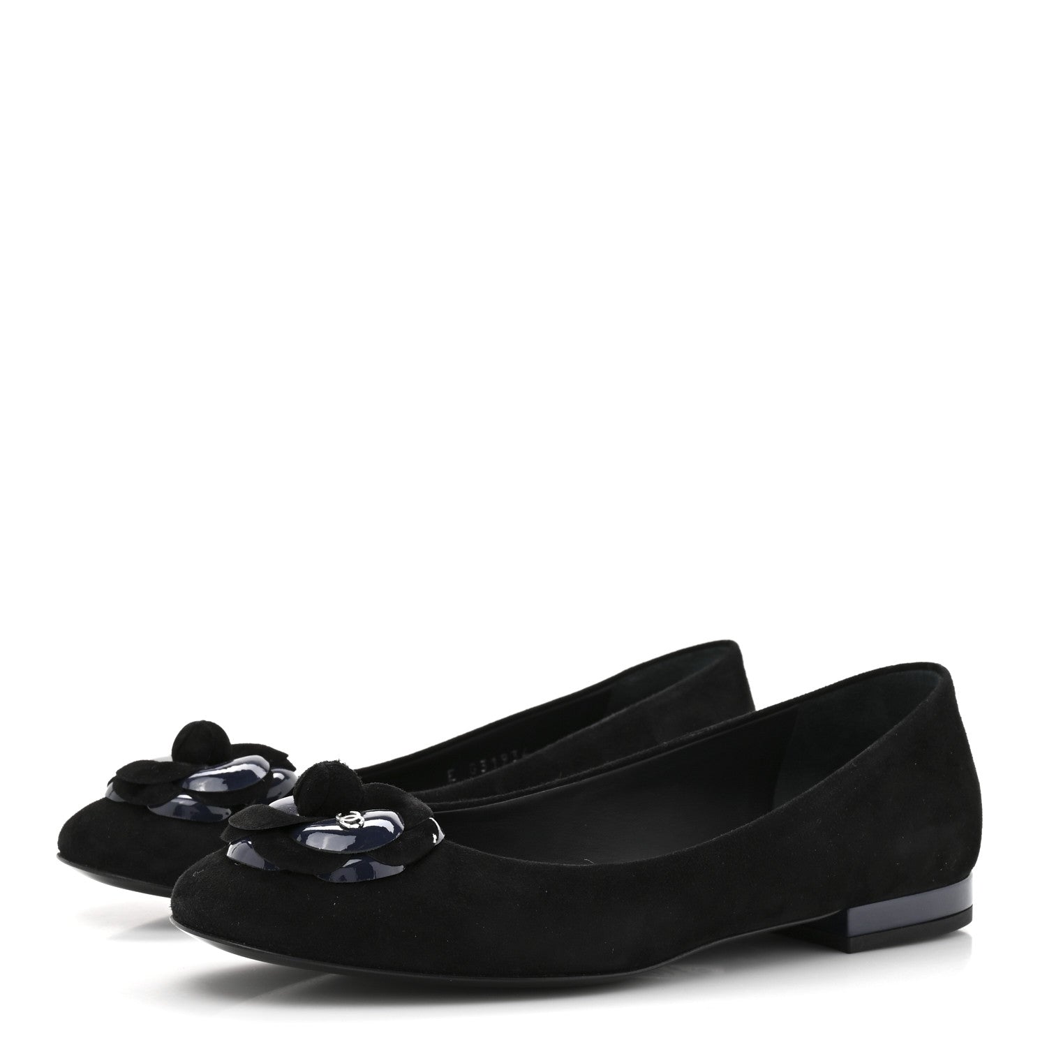 Chanel Suede Patent Camellia CC Ballerina Flat 37 Navy Black 4 of 10