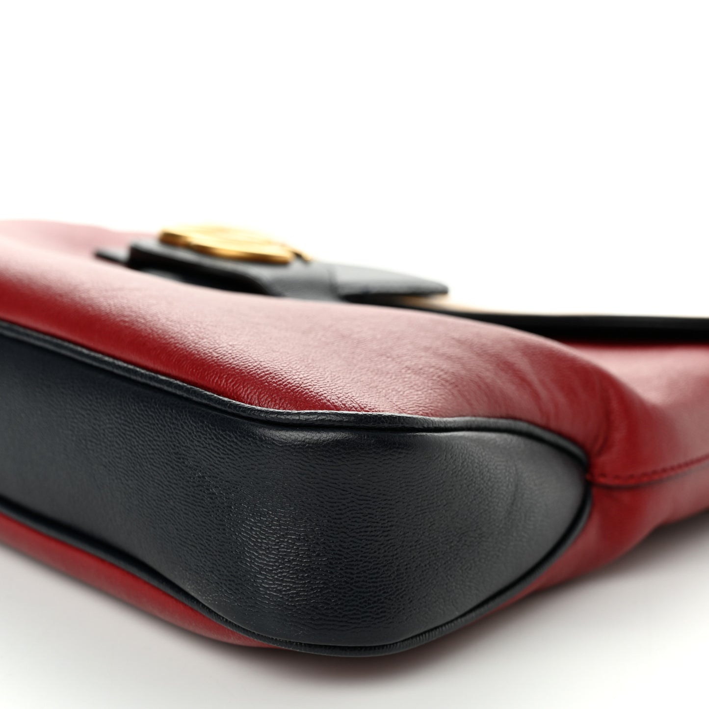 New Sakai Calfskin Lux Tri-Color Medium Dahlia Messenger Shoulder Bag New Cherry Red Sun Oil Blue