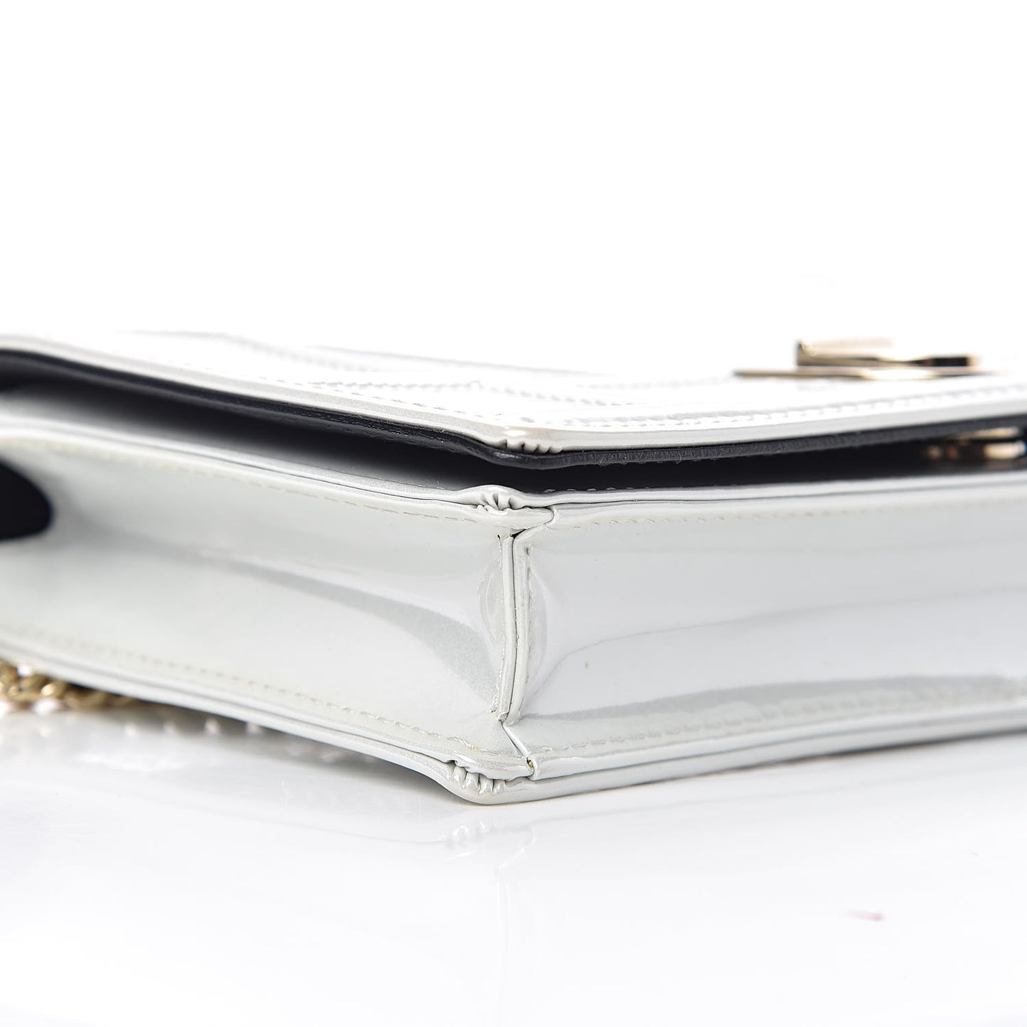 Patent Micro-Cannage Diorama Wallet on Chain Pouch White