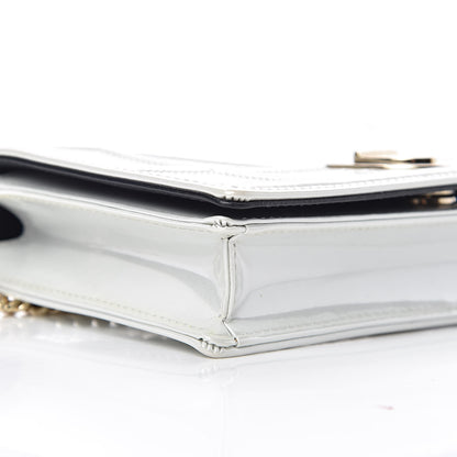 Christian Dior Patent Micro-Cannage Diorama Wallet on Chain Pouch White 7 of 12