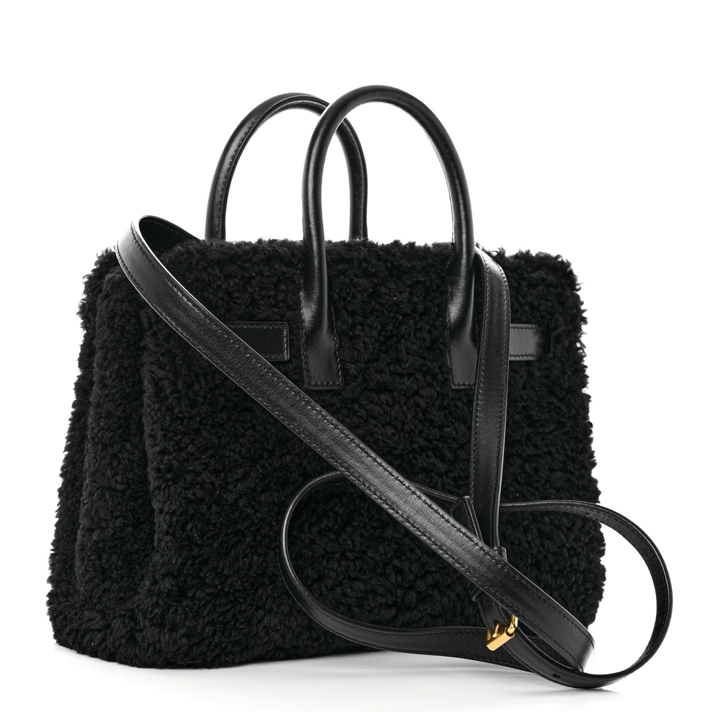 Shearling Nano Sac De Jour Black