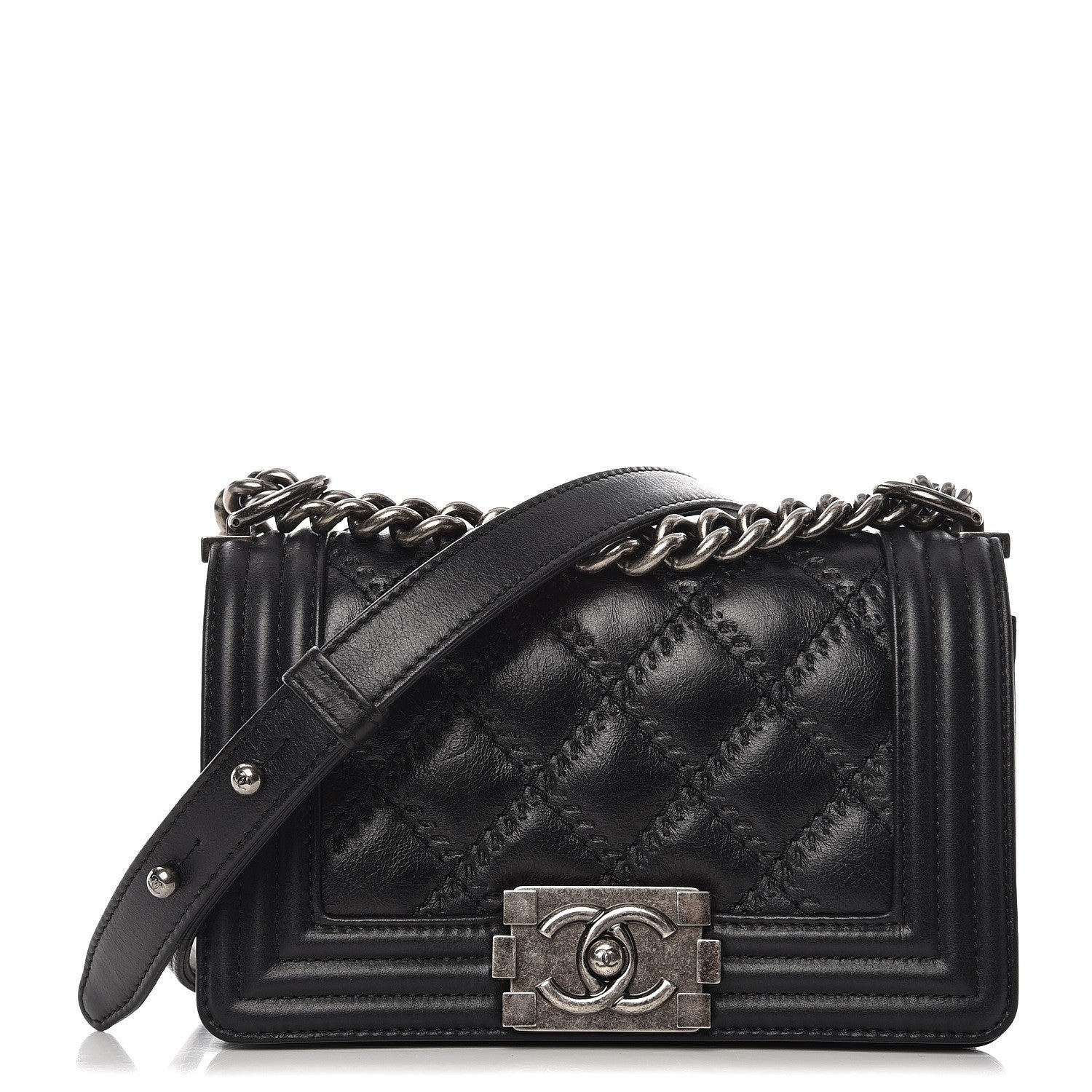 Chanel Calfskin Double Stitch Small Boy Flap Black 1 of 10