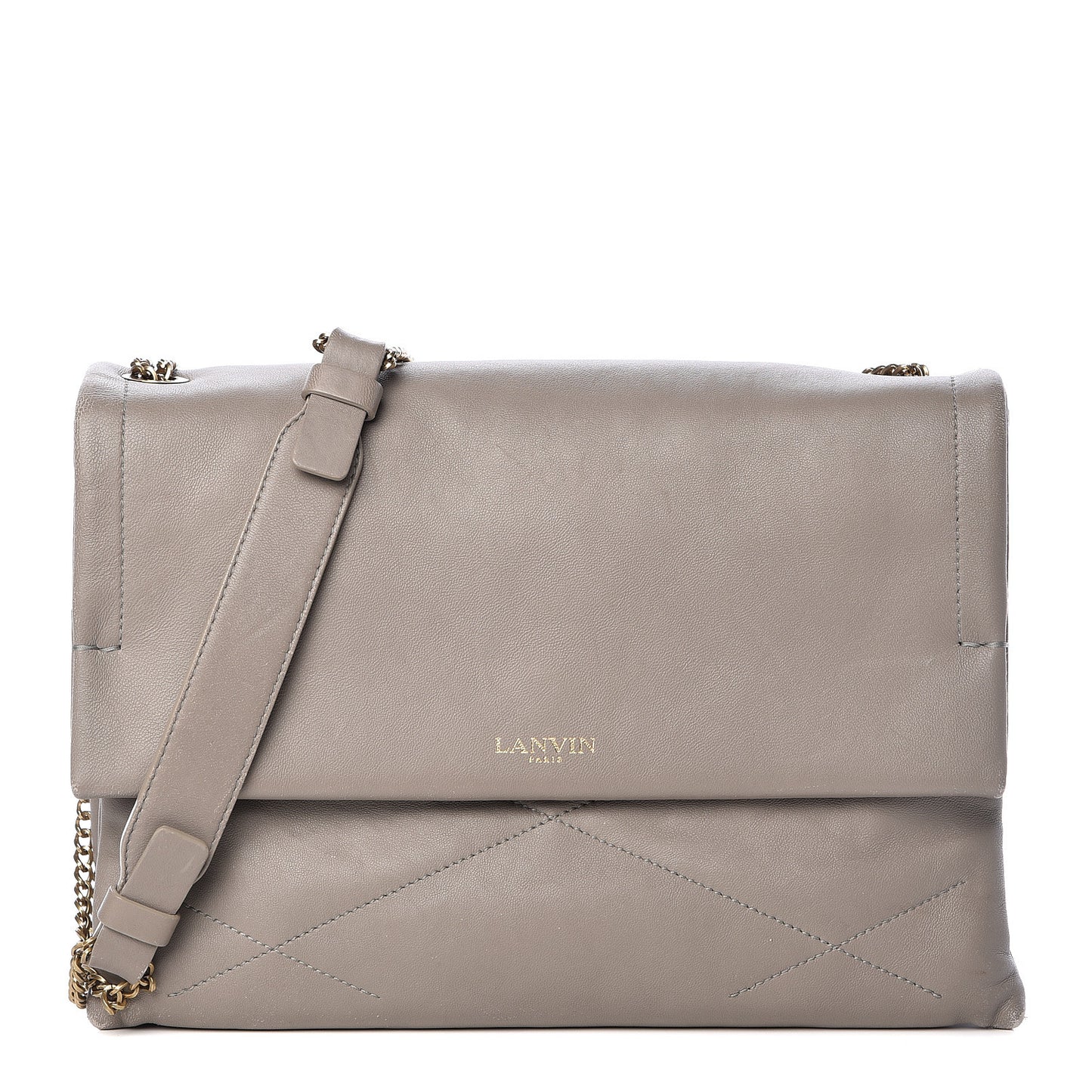 Lambskin Quilted Medium Sugar Flap Shoulder Bag Grey