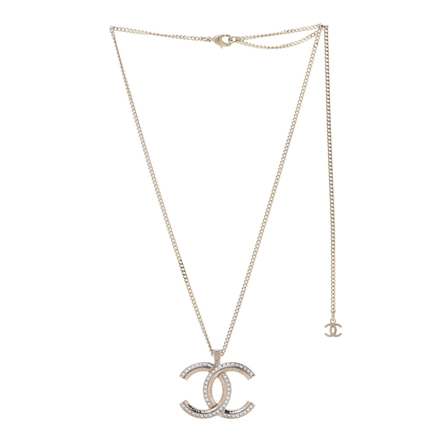 Crystal CC Chain Necklace Gold