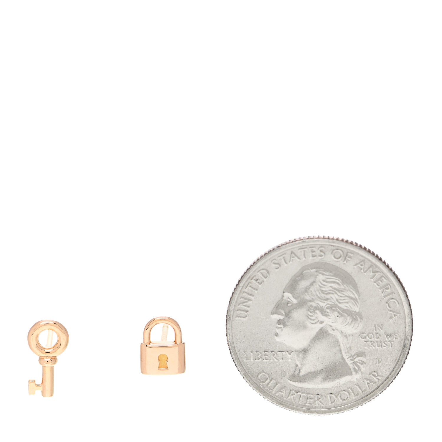 Tiffany 18K Rose Gold Mini Key and Lock Earrings 2 of 4