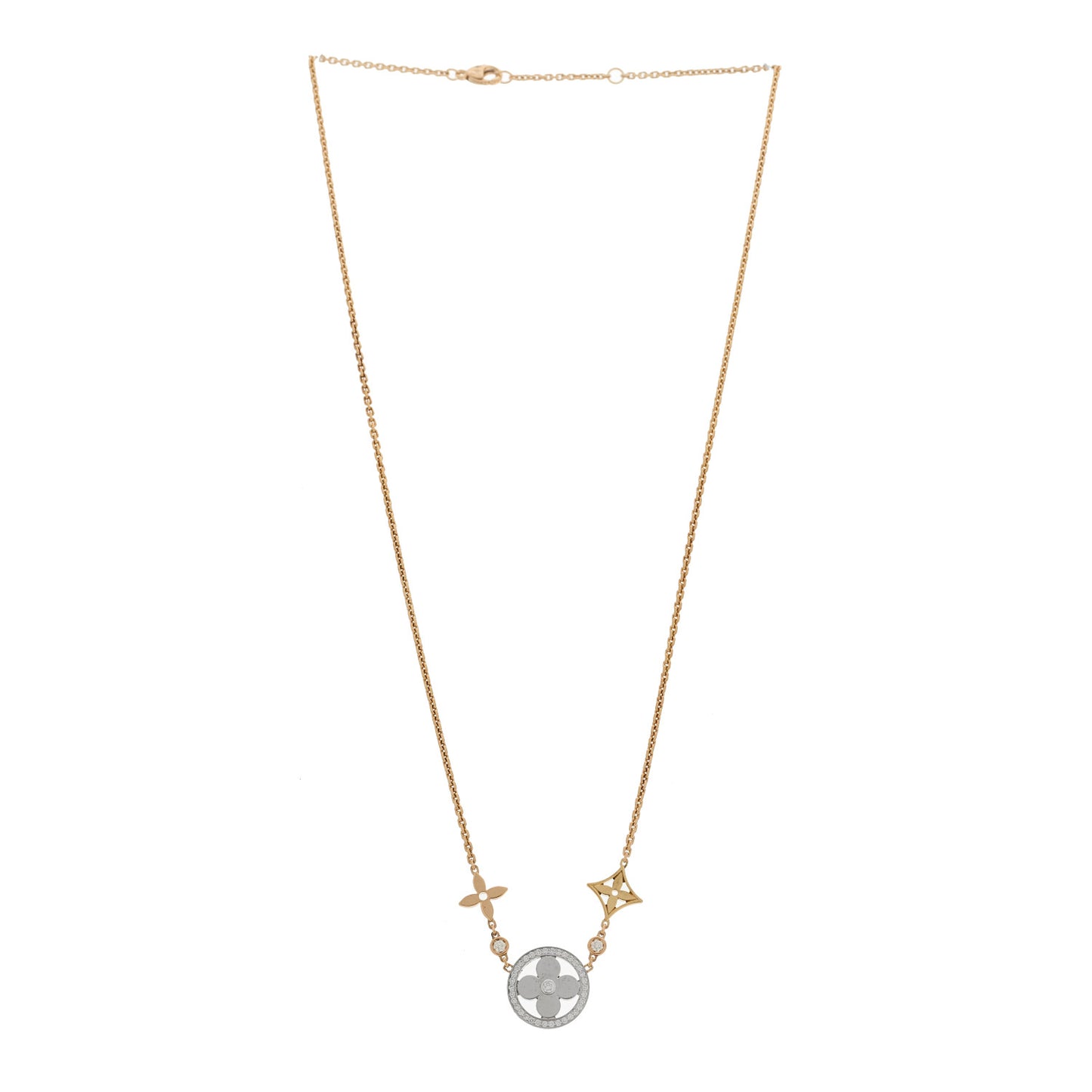 18K Yellow White Rose Gold Diamond Idylle Blossom XL Pendant Necklace