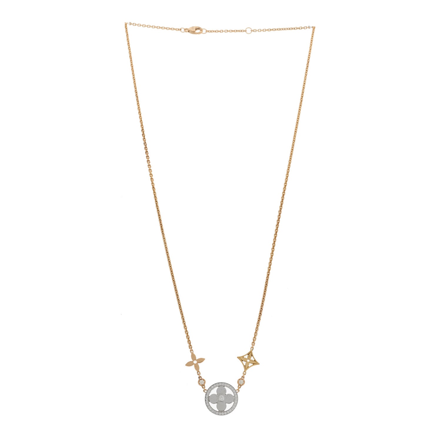 Louis Vuitton 18K Yellow White Rose Gold Diamond Idylle Blossom XL Pendant Necklace 3 of 8