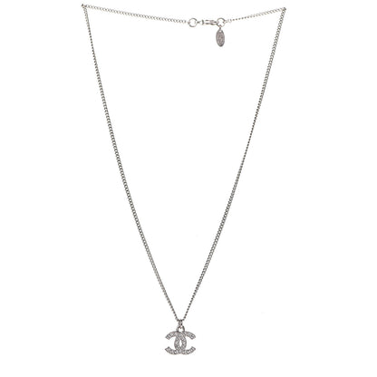 Chanel Crystal Timeless CC Necklace Silver 3 of 5