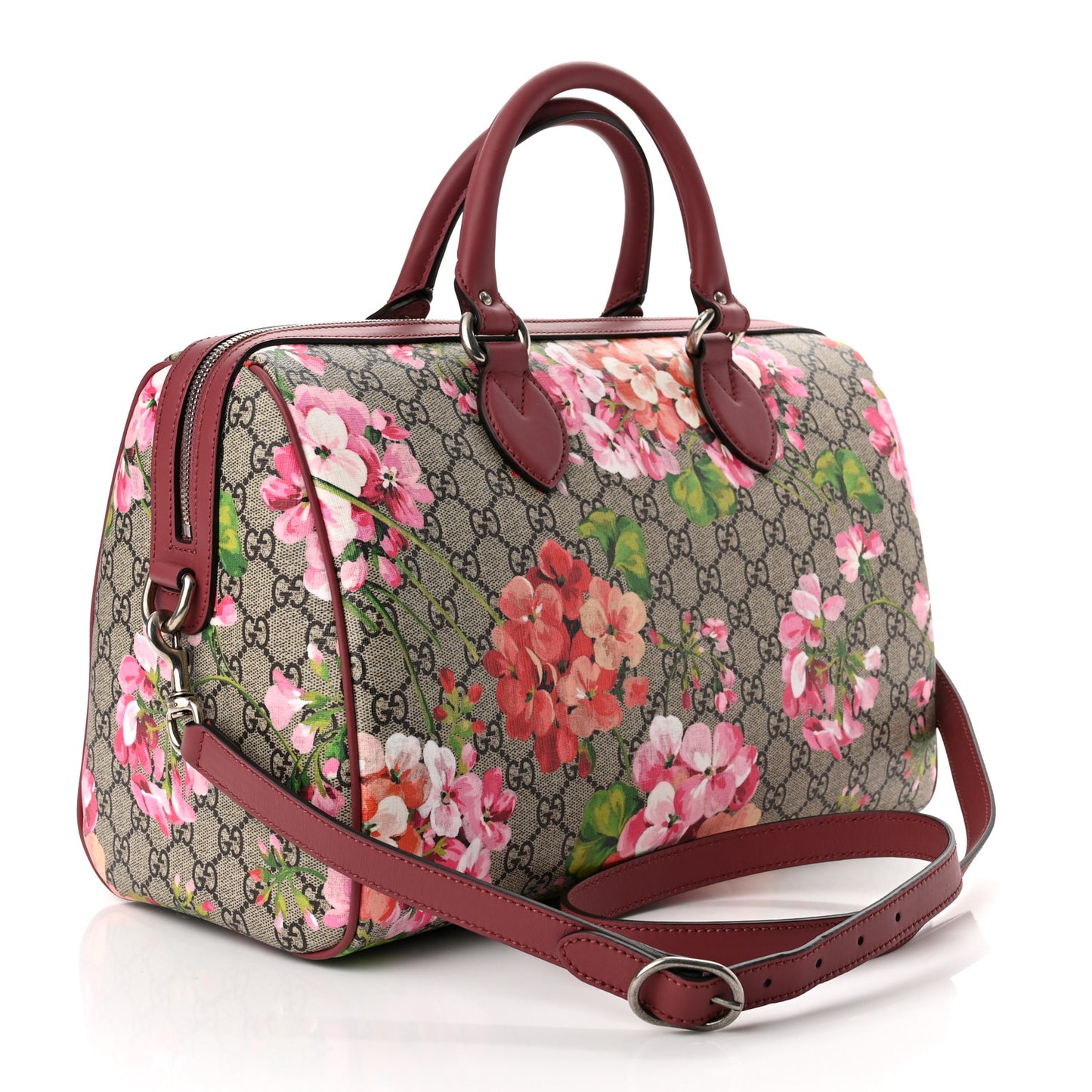 GG Supreme Monogram Blooms Medium Boston Beige Multicolor Dry Rose