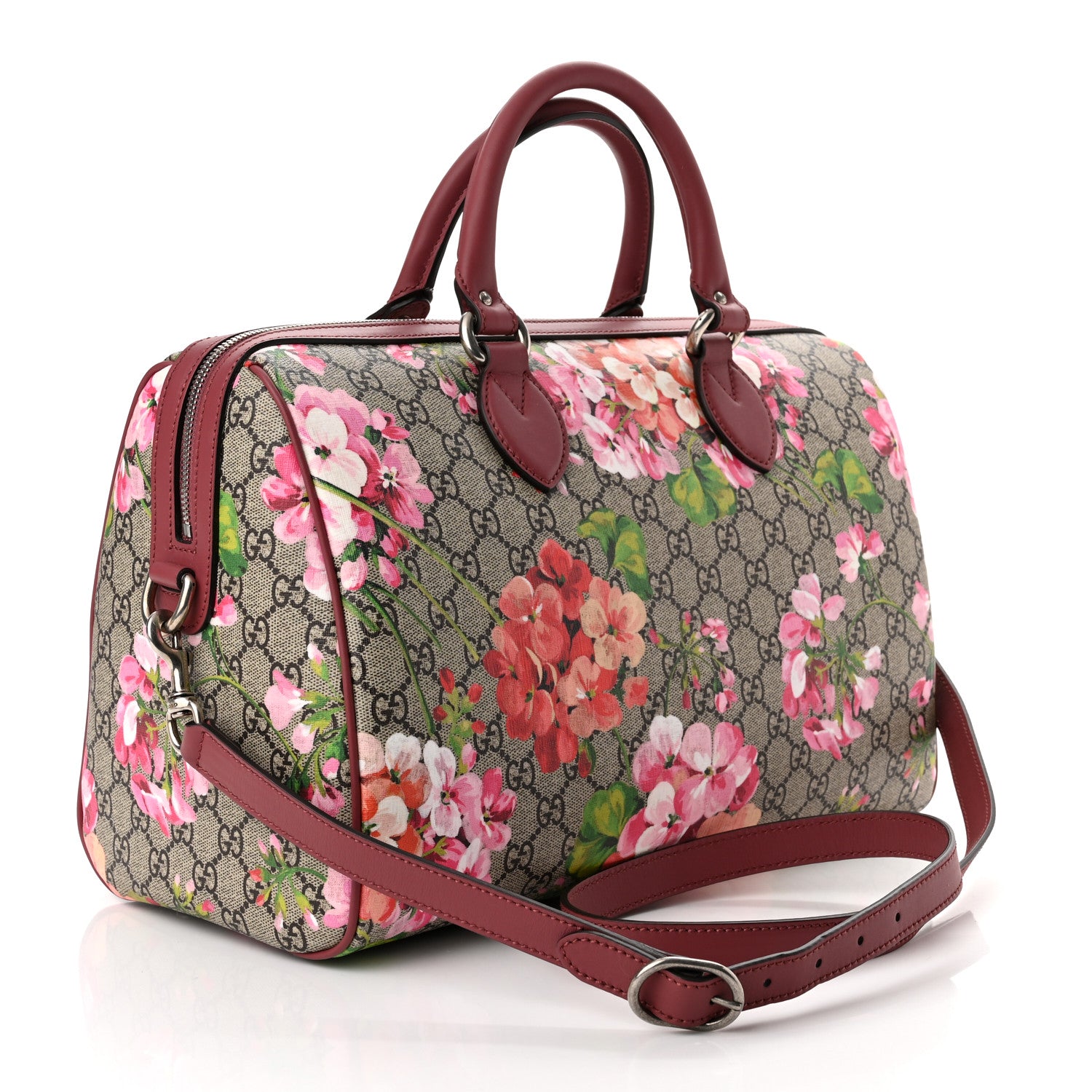 Gucci GG Supreme Monogram Blooms Medium Boston Beige Multicolor Dry Rose 3 of 10