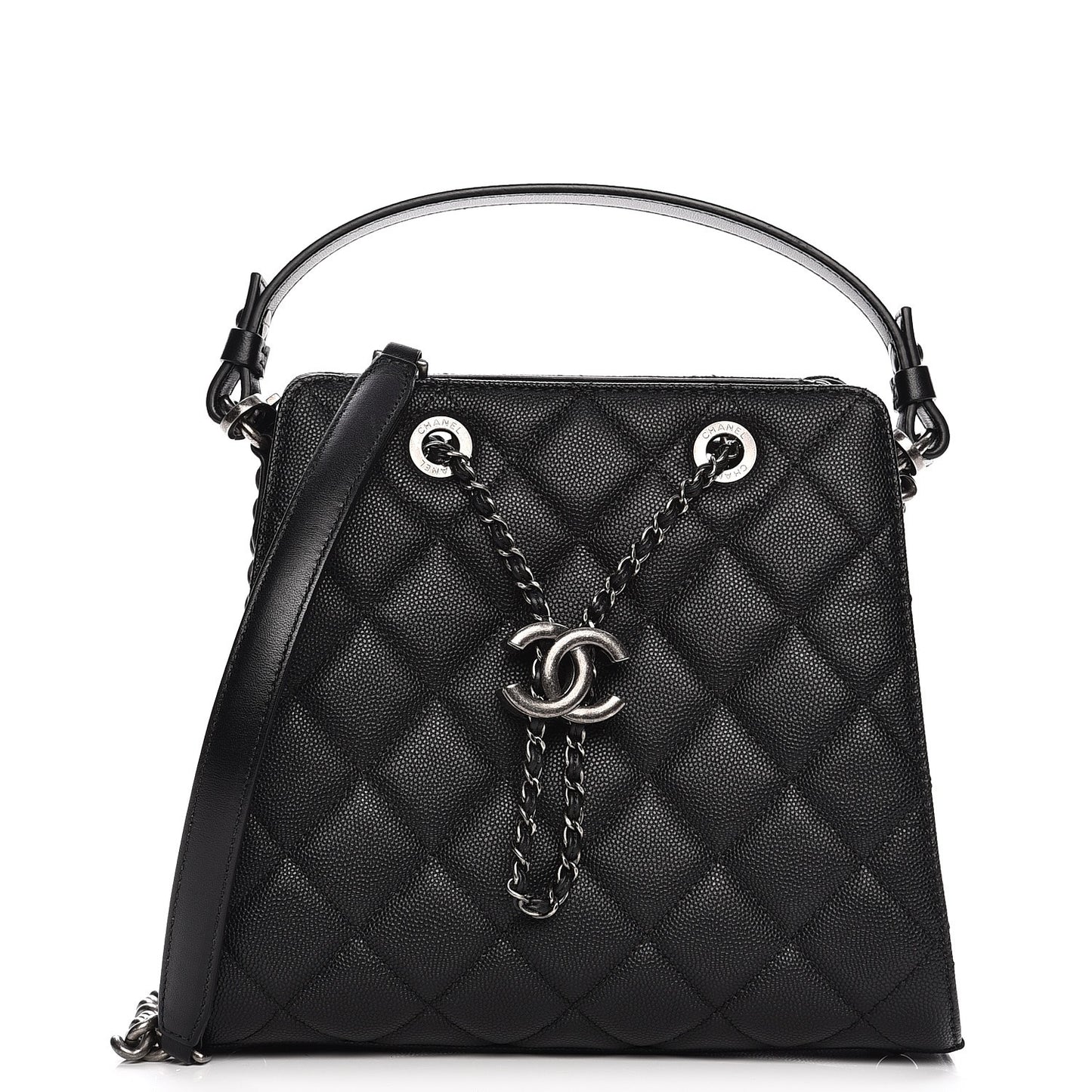 Caviar Quilted Small CC Bucket Bag Black
