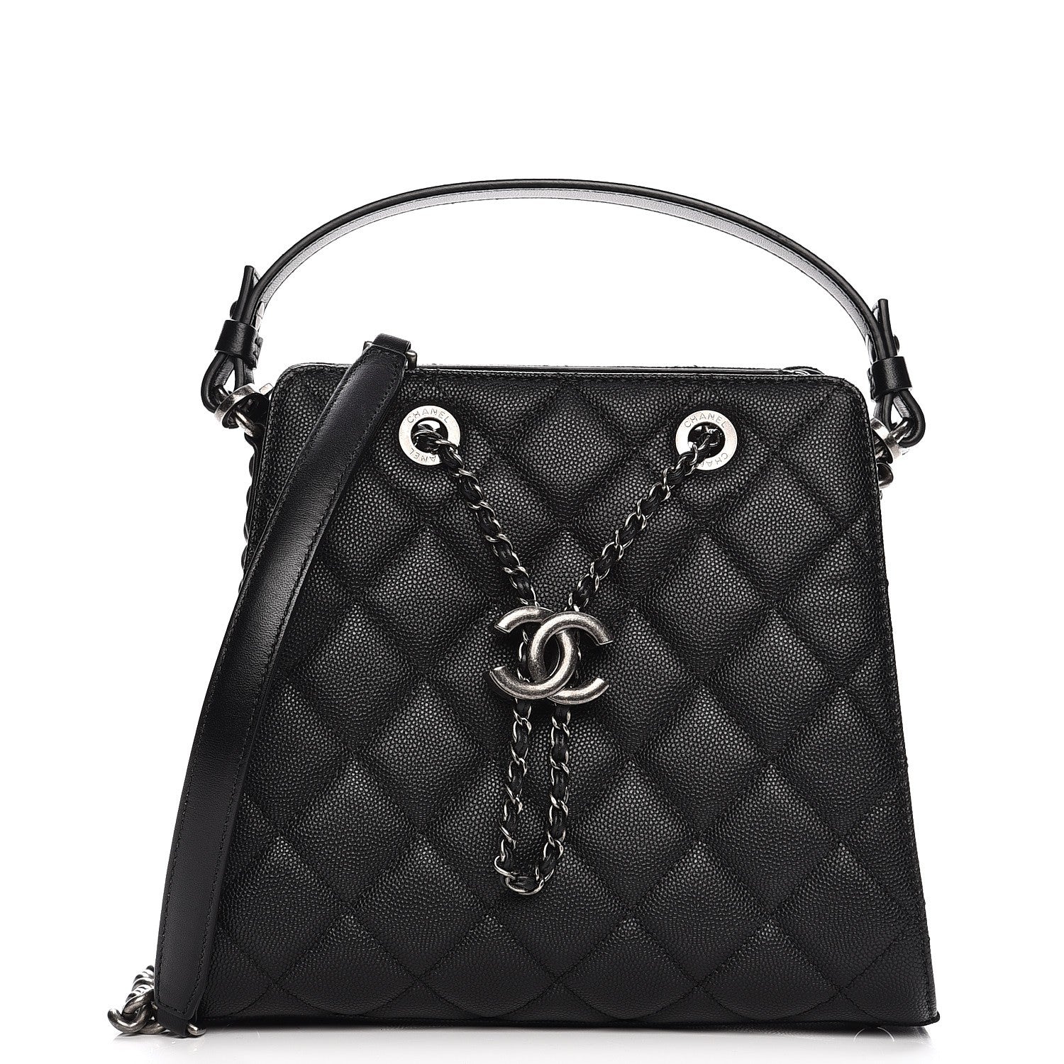 Chanel Caviar Quilted Small CC Bucket Bag Black 1 of 7