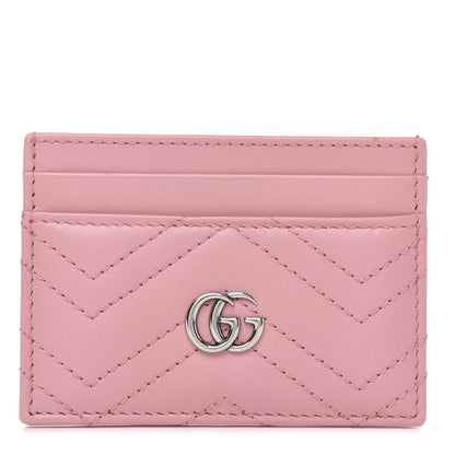 Gucci Calfskin Matelasse GG Marmont Card Holder Wild Rose 1 of 6