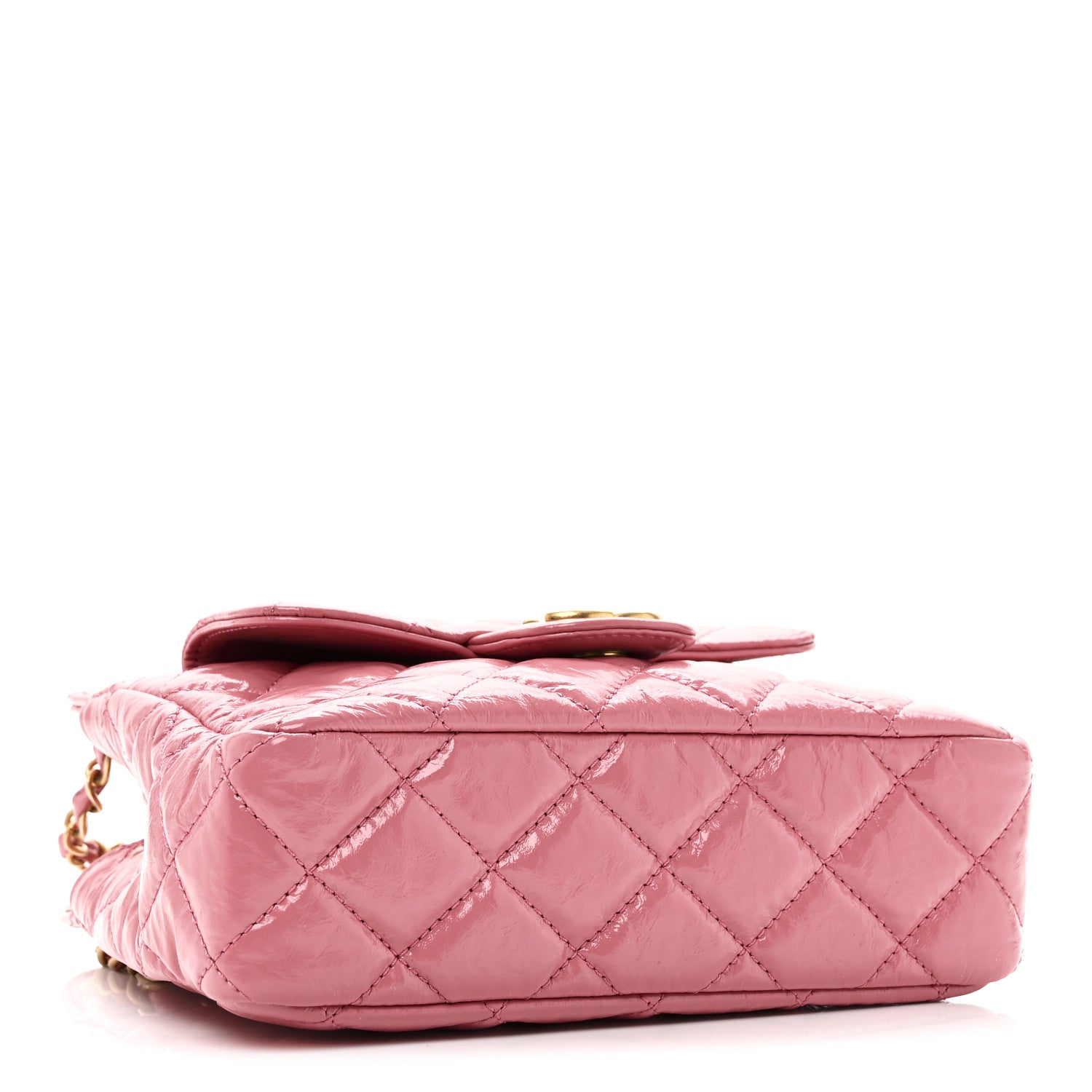 Chanel Shiny Crumpled Calfskin Quilted Small Wavy CC Hobo Pink 4 of 10