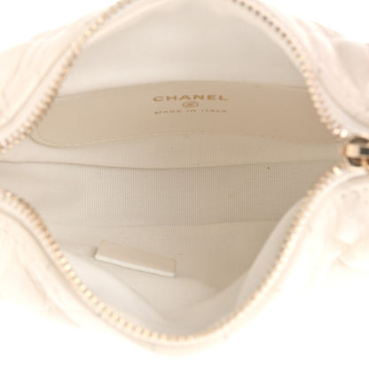 Chanel Lambskin Quilted Chain Around Pouch Hobo White 5 of 8