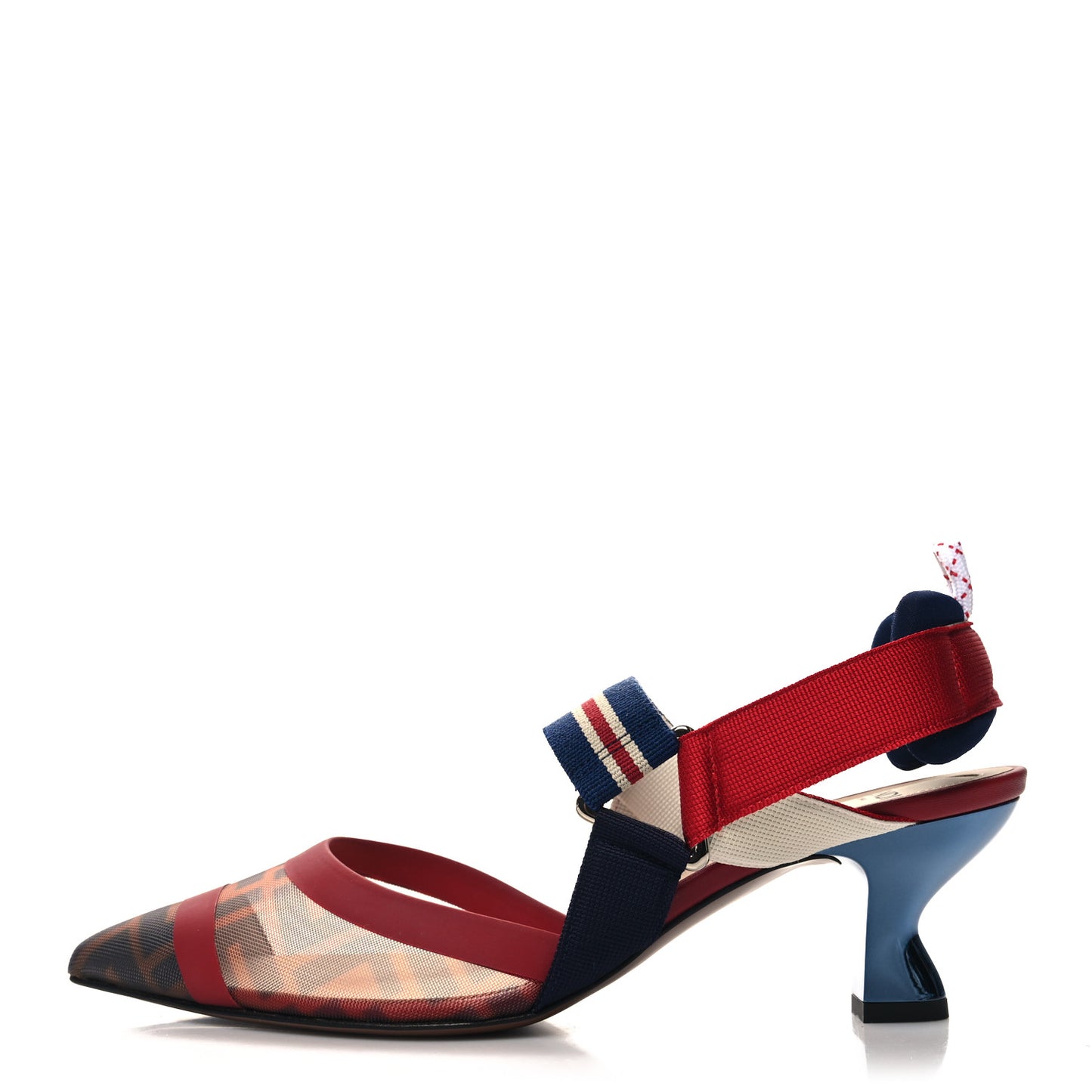 Technical Mesh FF Colibri 55mm Slingback Pumps 38 Tobacco Moro Zaffiro Ciliegia Rosso